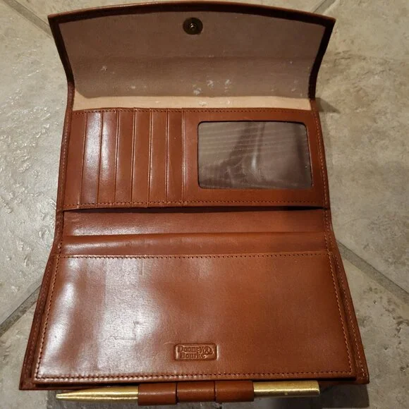 Dooney & Bourke AWL Satchel Ivory and Tan / Brown Gold Trim with Matching Wallet - Picture 13 of 14